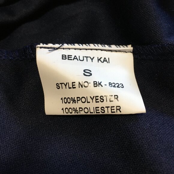 BEAUTY KAI Navy Floral Lace Long Formal Party Evening Gown Dress-Size S - Picture 7 of 8